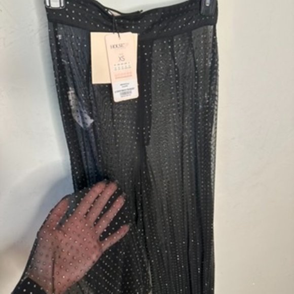 NWT House of CB Anya Pant w/ Crystal Embellishment Black See Through Size XS - Picture 4 of 7